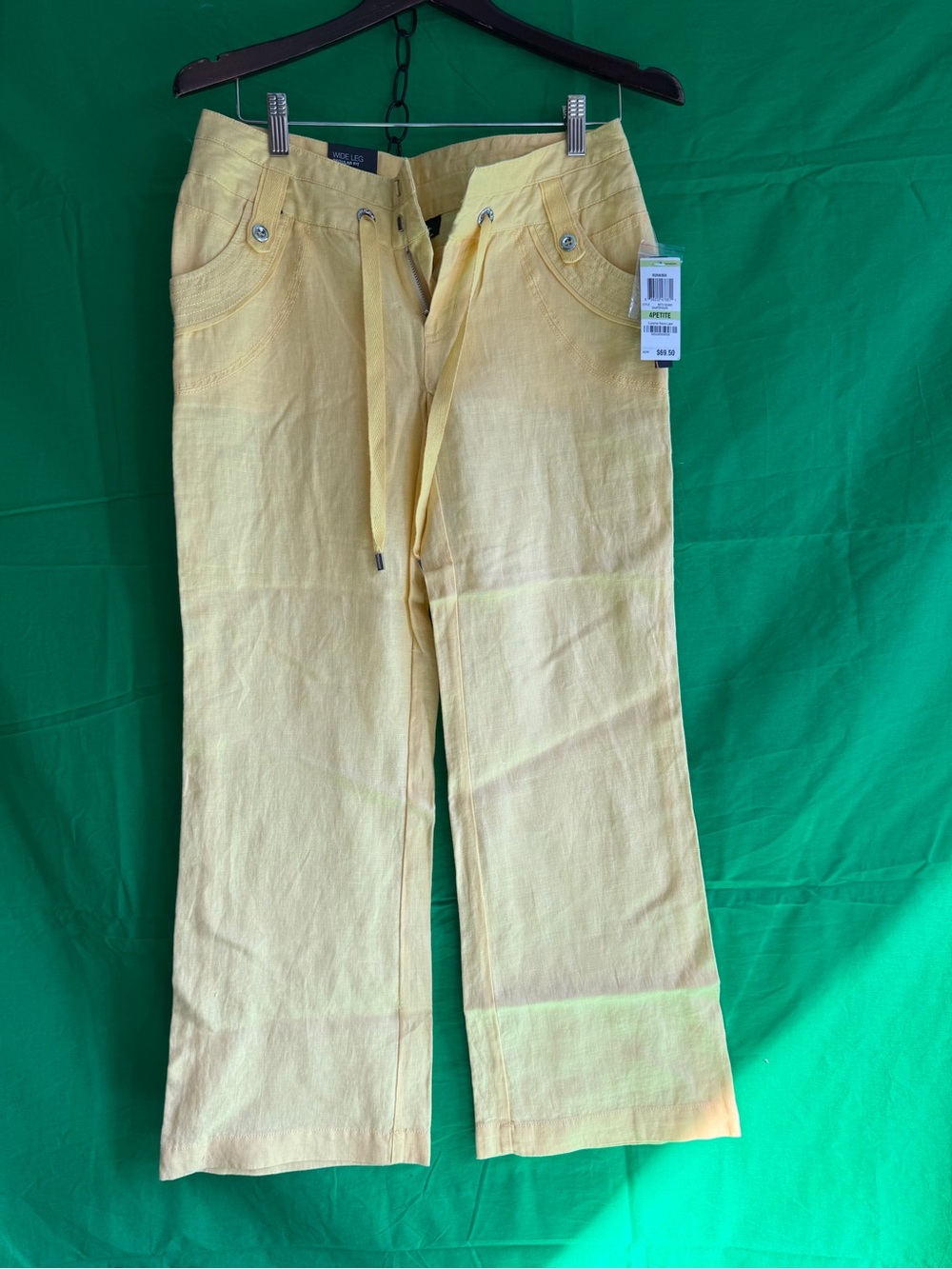 Summer! NWT! INC International Concepts Yellow Linen Wide Leg Pants